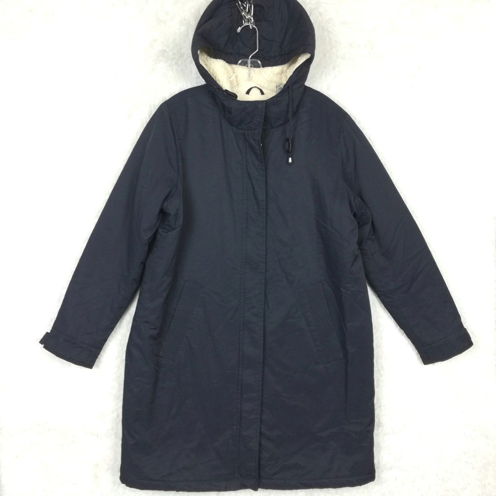 Levi's Womens Parka Jacket Bunny Sherpa Lined Hooded Navy Blue Winter L‎